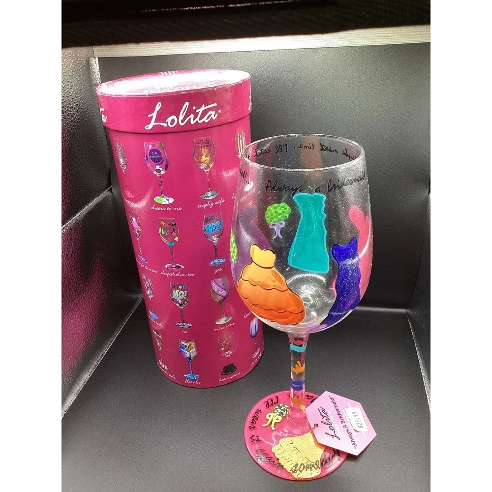 Lot Of 4 Lolita Wedding Wine Glasses-Bride Bachelorette Bridesmaid Mother Of Bri